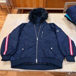 A/X Armani Exchange Bomber Jacket fur collar oversize streetwear trending preppy
